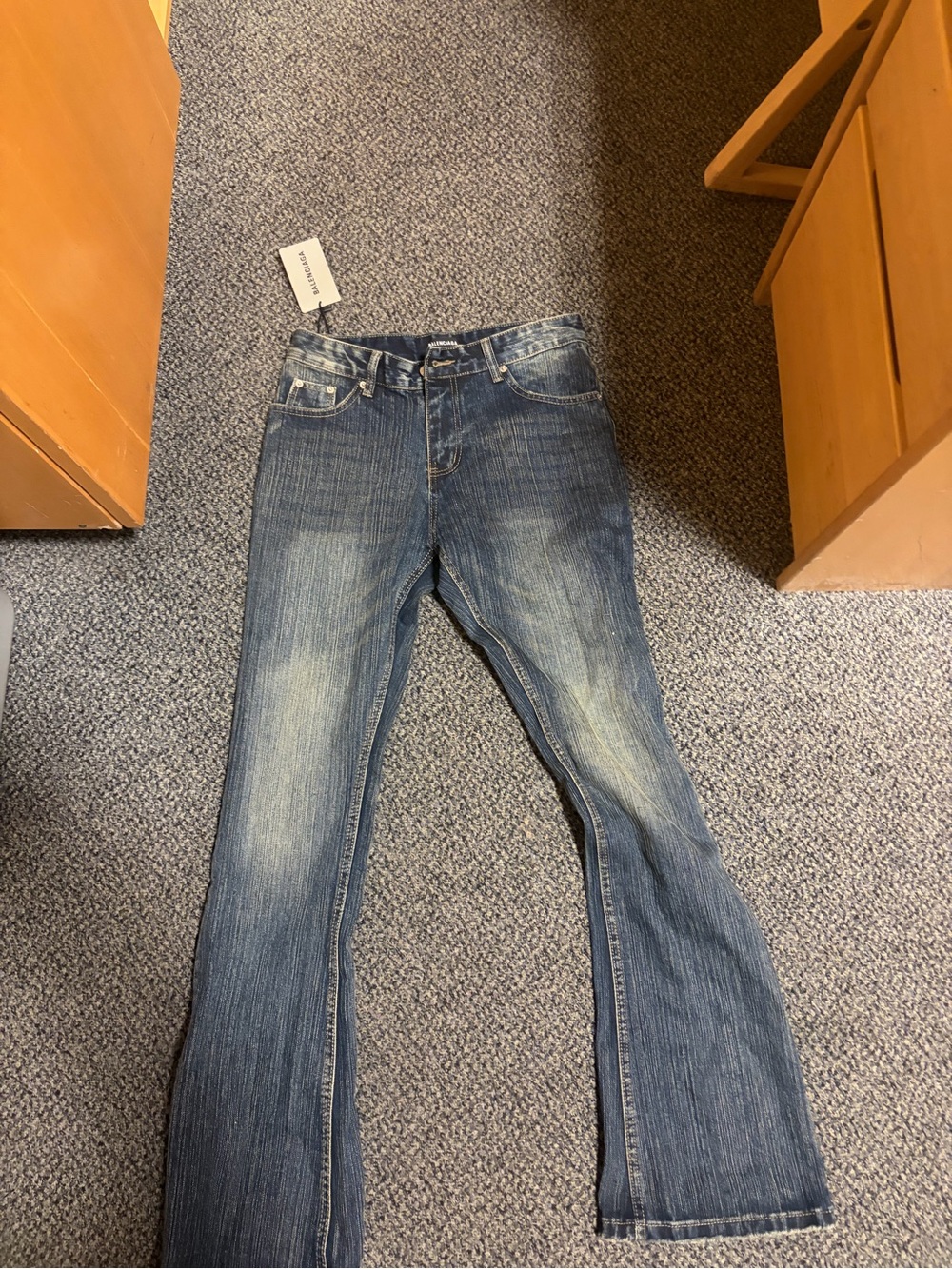 Balenciaga Women's Faded Blue Flare Jeans